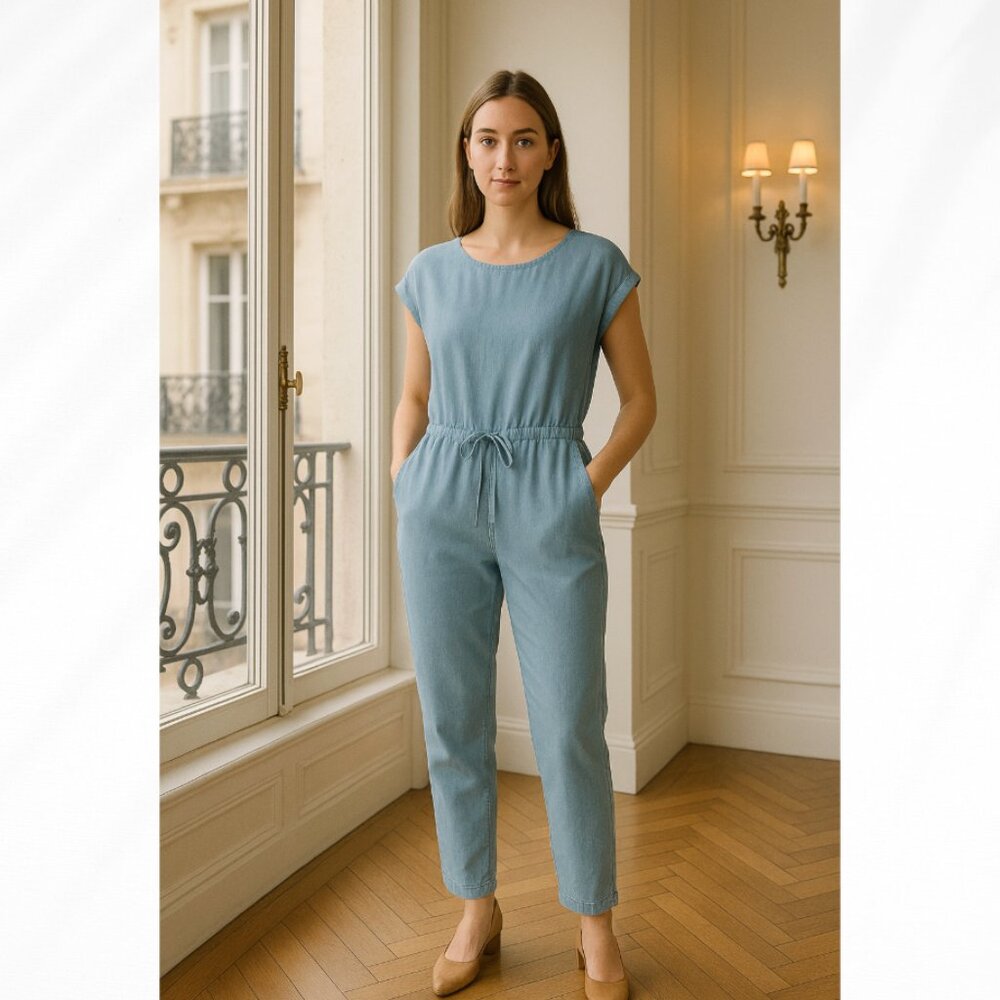 🦋 NEW JAPNA Chambray Blue Jumpsuit Playsuit Size Small